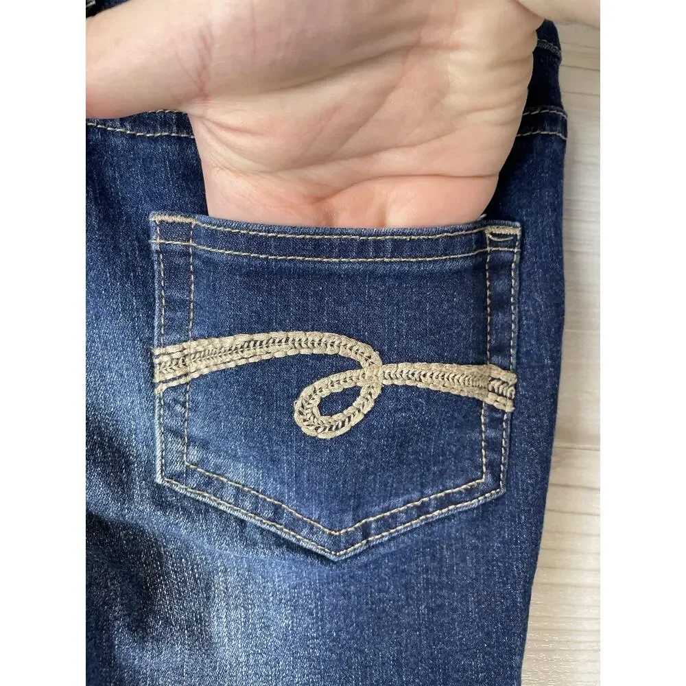 Justice Jeans‎ Girls 8 Dark Wash Simply Low Super Skinny Rhinestone Embellished